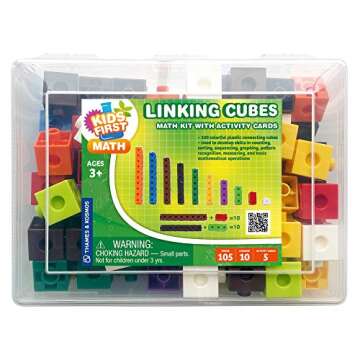 Kids First Math: 100 Linking Cubes Math Kit w/Activity Cards | Develop Skills in Counting, Sorting, ...
