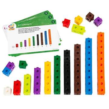 Kids First Math: 100 Linking Cubes Math Kit w/Activity Cards | Develop Skills in Counting, Sorting, Sequencing, Graphing, Measuring | Visual Hands-on Math for at-Home or Classroom Learning Ages 3+