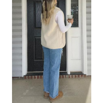 IMCTAH Women's Fleece Vest - Warm Sleeveless Sherpa Jacket