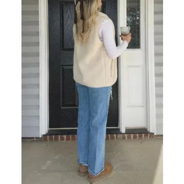 IMCTAH Women's Fleece Vest - Warm Sleeveless Sherpa Jacket