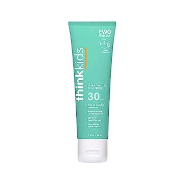 Thinkkids SPF 50+ Mineral Sunscreen, 3 oz + Thinkkids SPF 30 Clear Zinc Oxide Sunscreen, 3 oz, Water Resistant, Broad Spectrum UVA/UVB Sun Protection