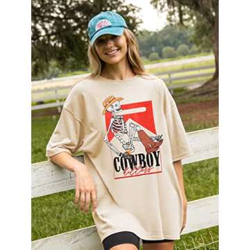 Funny Cowboy Graphic Tee for Women - Casual Style