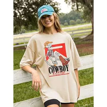 Funny Cowboy Graphic Tee for Women - Casual Style