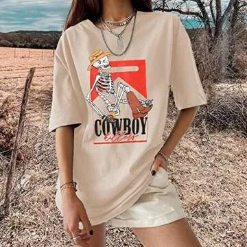 Funny Cowboy Graphic Tee for Women - Casual Style