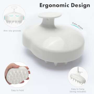 FREATECH Hair Scalp Massager Shampoo Brush with Soft Silicone Bristles for Scalp Care and Hair Growt...