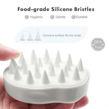 FREATECH Hair Scalp Massager Shampoo Brush with Soft Silicone Bristles for Scalp Care and Hair Growth, Shower Head Scalp Scrubber Exfoliator for Dandruff, Wet & Dry for Men, Women and Kids, White