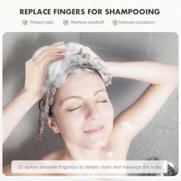 FREATECH Hair Scalp Massager Shampoo Brush with Soft Silicone Bristles for Scalp Care and Hair Growth, Shower Head Scalp Scrubber Exfoliator for Dandruff, Wet & Dry for Men, Women and Kids, White