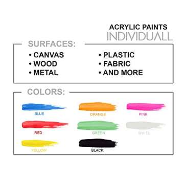 individuall Acrylic Paint Set for Canvas Painting - 24 Pack of 8 Colors - Perfect for Holiday Gifts ...