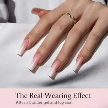 BTArtboxnails XCOATTIPS Ombre Nails - Square Press on Nails Long, 150Pcs Nail Tips Pink White Gradient Soft Gel False Nail Tips Soak Off Fake Nails Extensions DIY 15 Sizes