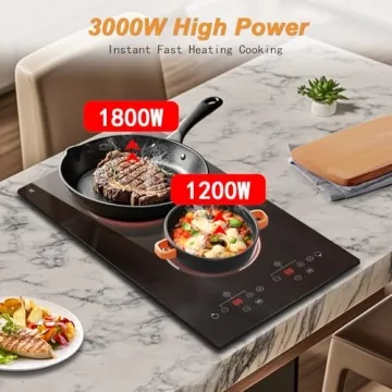 Traenvir 12 Inch Electric Cooktop 2 Burner 3000W Touch Control