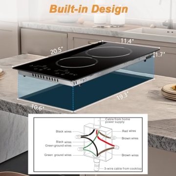 Traenvir 12 Inch Electric Cooktop 2 Burner 3000W Touch Control