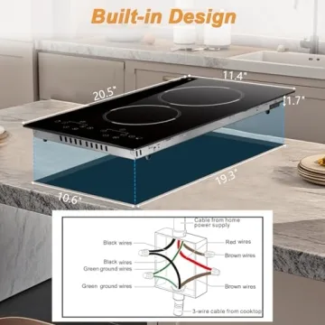 Traenvir 12 Inch Electric Cooktop 2 Burner 3000W Touch Control
