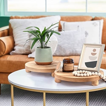 HULISEN Wooden Pedestal Stands Set of 2 Rustic Decor