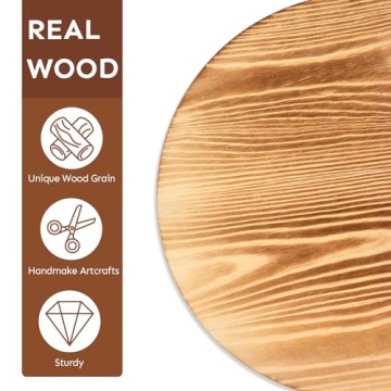 HULISEN Wooden Pedestal Stands Set of 2 Rustic Decor