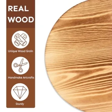 HULISEN Wooden Pedestal Stands Set of 2 Rustic Decor