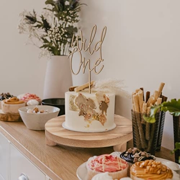 HULISEN Wooden Pedestal Stands Set of 2 Rustic Decor