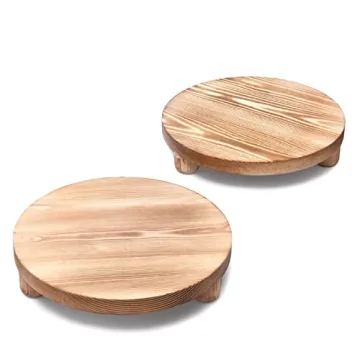 HULISEN Wooden Pedestal Stands Set of 2 Rustic Decor