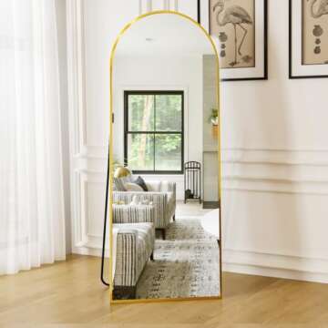 Dewfig Arched Full Length Mirror, 64"*21", Large Floor Mirror with Stand, Full Body Mirror Standing ...