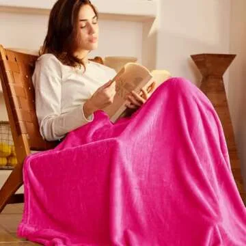 Exclusivo Mezcla Fleece Throw Blanket for Couch, Sofa, 300GSM Super Soft and Warm Blankets, Hot Pink...