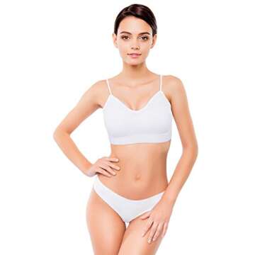 4 Pieces Neck Cami Bra Padded Seamless Bralette Straps Sleeping Bra for Women