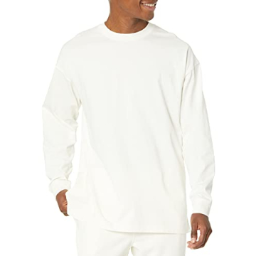 Amazon Essentials Men's Long-Sleeve T-Shirt Oversized-Fit Organic Cotton, Eggshell White, Large