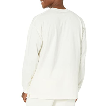 Amazon Essentials Men's Long-Sleeve T-Shirt Oversized-Fit Organic Cotton, Eggshell White, Large