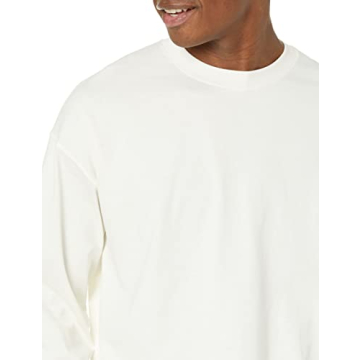 Amazon Essentials Men's Long-Sleeve T-Shirt Oversized-Fit Organic Cotton, Eggshell White, Large
