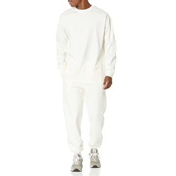 Amazon Essentials Men's Long-Sleeve T-Shirt Oversized-Fit Organic Cotton, Eggshell White, Large