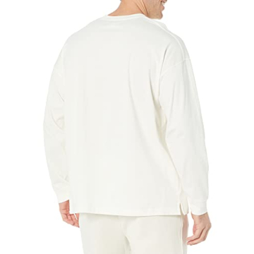 Amazon Essentials Men's Long-Sleeve T-Shirt Oversized-Fit Organic Cotton, Eggshell White, Large