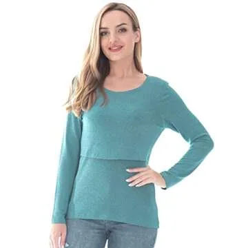 Bearsland Women's Maternity Long Sleeve Nursing Tops - Stylish and Functional