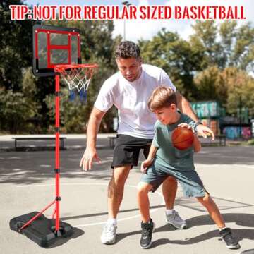 Kids Basketball Hoop with Stand, Adjustable Basketball Set, Toddler Basketball Toys for Boys Age 3 4 5 6 7 8, Indoor Outdoor Backyard Sport Game Gifts