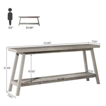 Tribesigns Farmhouse Console Entryway Table - 70.9" Vintage Grey Design