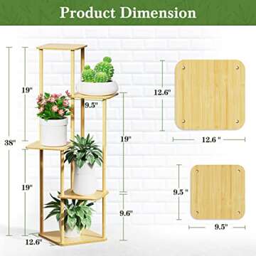 MUDEELA Plant Stand Indoor, 5 Tier Tall Plant Shelf Plant Holders, Bamboo Plant Stands Corner Plant Stand for Multiple Plants for Indoor, Outdoor, Corner, Balcony, Living Room and Bedroom