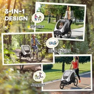 Aosom 3 In 1 Kids Bike Trailer Stroller Jogger Safely