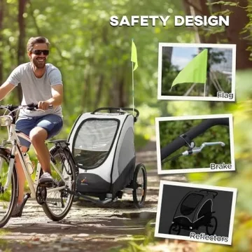 Aosom 3 In 1 Kids Bike Trailer Stroller Jogger Safely