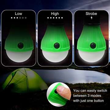 Coideal Camping Tent Lights Lamp - 4 Pack Portable LED Camp Light Bulbs Lantern Battery Powered for Hurricane Emergency Backpacking Hiking Outdoor and Indoor, Outage