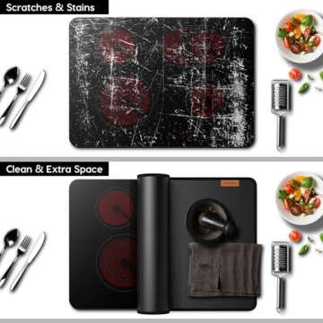 VIESEMBO Fireproof Stove Cover, 28.5×20 Inches Electric Stove Top Cover, Heat Resistant GlassTop St...