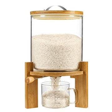 Vuinop 5L Glass Rice Dispenser Airtight Kitchen Pantry Organizer