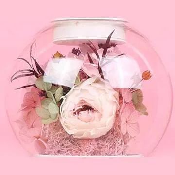 Levitating Air Bonsai Flower Lamp, Mini Sky-Garden Rotating Rose Flower Preserved Eternal Flower Magnetic Levitation Suspension Floating Flower Night Light, Gift for Valentines Day/Birthday (White)