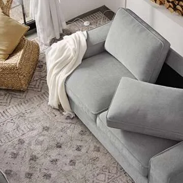 LEISLAND 71.25" Modern Sofas for Living Room, Chenille Loveseat Couch with Solid Wood, Metal, Square Arm and Removable Cover, Small Sofas Couches for Small Spaces, Easy to Install(Light Grey)