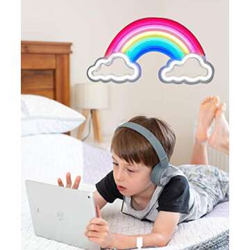 Rainbow Neon Signs for Bedroom Hanging/Standing Led Wall Decor Acrylic Handmade Advertising Sign Night Light for Home Bar Beer Window Shop Room Pub Decoration Operated by USB