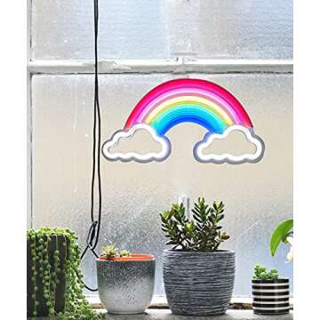 Rainbow Neon Signs for Bedroom Hanging/Standing Led Wall Decor Acrylic Handmade Advertising Sign Night Light for Home Bar Beer Window Shop Room Pub Decoration Operated by USB