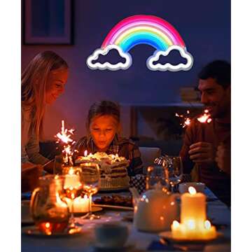 Rainbow Neon Signs for Bedroom Hanging/Standing Led Wall Decor Acrylic Handmade Advertising Sign Night Light for Home Bar Beer Window Shop Room Pub Decoration Operated by USB