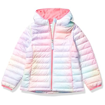 Amazon Essentials Girls' Water-Resistant Packable Puffer Jacket - Pink Ombre, X-Small