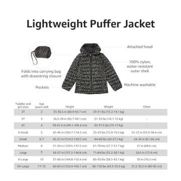 Water-Resistant Packable Puffer Jacket for Girls