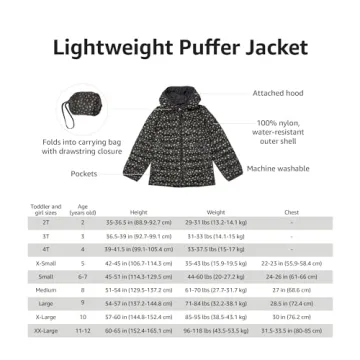 Water-Resistant Packable Puffer Jacket for Girls