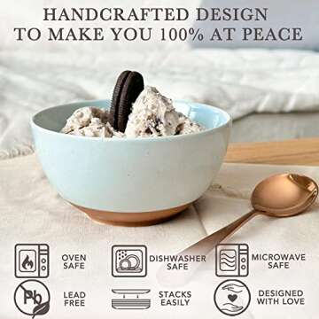 Mora Ceramic Small Dessert Bowls - 16oz, Set of 6 - Microwave, Oven and Dishwasher Safe, For Rice, Ice Cream, Soup, Snacks, Cereal, Chili, Side Dishes etc - Microwavable Kitchen Bowl, Assorted Colors