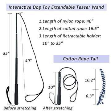 SYOOY Flirt Pole for Dogs,Interactive Dog Toys Durable Teaser Wand with 1 Fleece Rope Toy Dog Flirt ...