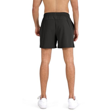 ODODOS Men's Athletic Shorts with Pockets 5" Quick Dry Lightweight Workout Gym Running Shorts, Black...