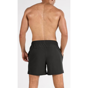 ODODOS Men's Athletic Shorts with Pockets 5" Quick Dry Lightweight Workout Gym Running Shorts, Black, Large